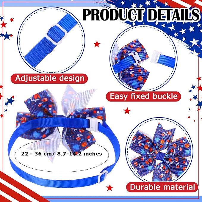 Aliceset 240 Pcs 4th of July Patriotic Dog Bows Tie Basic Collars Bulk Independence Day Red Blue White Pet Neckties for USA Memorial Day Dog Cat Pet Party Accessories(4th of July)