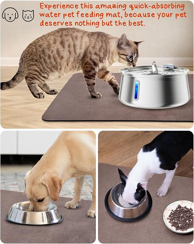 PEISAINOX Cat Dog Food Mat, Rapid Water Absorption Dog Mat for Food and Water,100% Waterproof Cat Dog Bowl Mat, Pet Food Mat for Messy Drinkers to Protect Floors, Pet Accessories Supplies