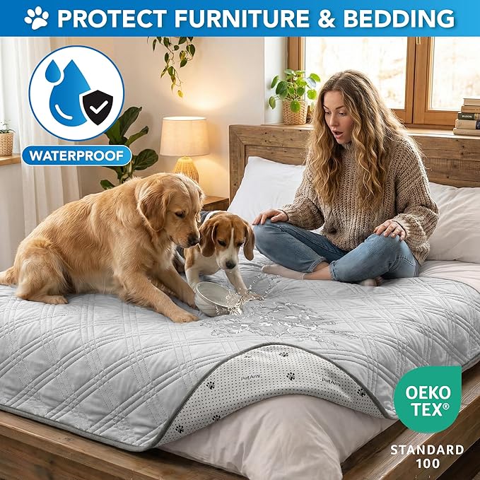 PetAmi Dog Cooling Mat, Waterproof Self Cooling Dog Pad with Non-Slip Backing, Q-Max >4.0 Pet Cooling Mat for Crate, Couch, Kennel & Car, Indoor Outdoor Summer Use, Light Grey, 60x80