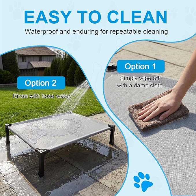 Elevated Dog Bed Raised Cooling Dog Cot for Small Dogs, Portable Indoor & Outdoor Pet Bed with No-Slip Feets Breathable Mesh Pet Bed for Camping Outdoor