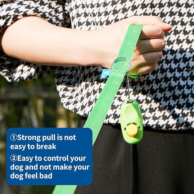 BAAPET 15/20/30/50/100 ft Long Dog Training Leash with Clickers for Small, Medium and Large Dogs or Cats (15 Feet, Springgreen)