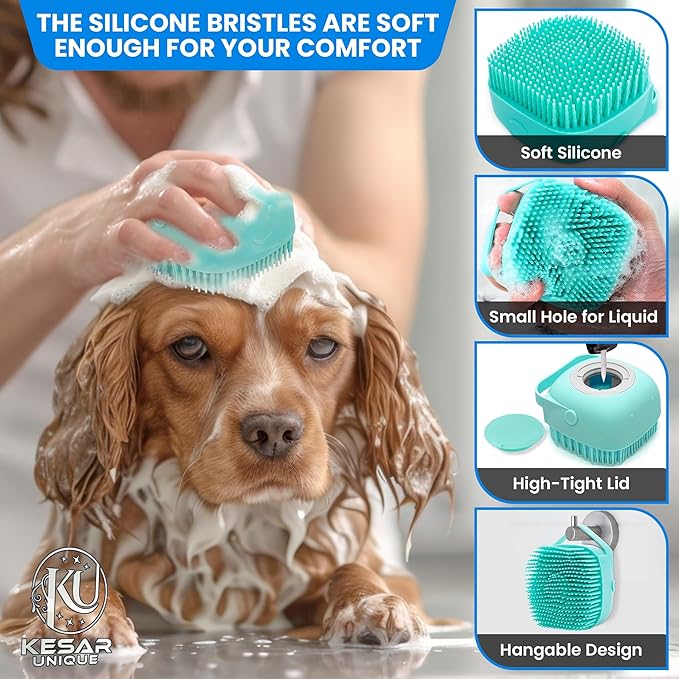 8PCS Pet Grooming & Bathing Kit for Dogs & Cats, Dog Bathing Supplies with Silicone Dog Washing Gloves, Dog Shampoo Brush, Dog Bath Brush Pet Grooming Tools for Shedding, Cleaning & Massage