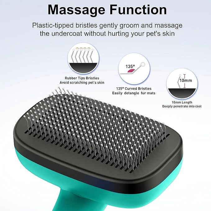 5 PCS Self Cleaning Slicker Brush & Pet Grooming Rake & Bath Brush & Nail Clippers & Pet Comb for Dogs and Cats,Professional Deshedding Dematting Tool for Long and Short Haired Pets