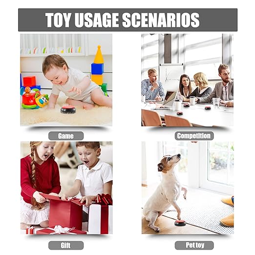 Recordable Button, Sound Button Record Talking Button Answer Buzzers Funny Buttons Record Your Own Words with 30s Voice Recording Time Also Used for Dog Pack of 2 - Black and Red (Battery Included)