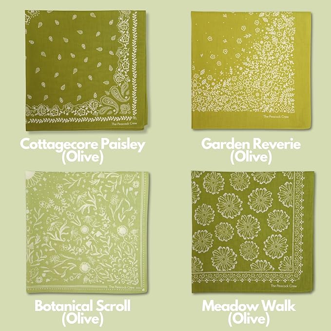 The Peacock Crew Premium Soft Cotton Bandanas Pack for Men and Women Paisley 22 x 22 inches