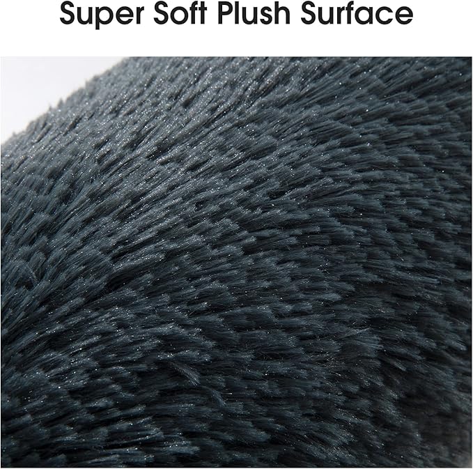 HOMBYS 25" Dog Pillow for Large & Medium Dogs, Soft Faux Fur Calming Pet Pillow for Anxiety Relief, Machine Washable, Plush Pet Toy (Dark Grey, 25"x8"x4")