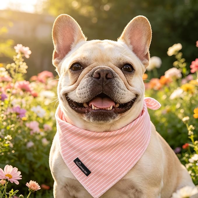 ARING PET Summer Dog Bandana-Cute Pink Dog Bandanas, Comfortable Pet Scarf Dogs Triangle Bibs for Small to Large Girl Dogs and Cats
