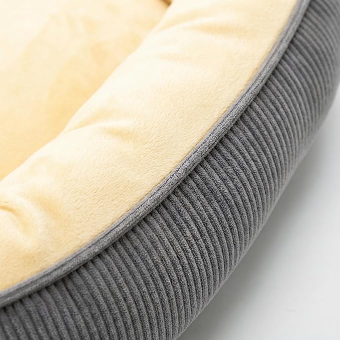 Calming Dog Bed for Medium Dogs 26"x18" - Orthopedic Washable Pet Bed with Anti-Slip Bottom, Indoor Soft Cat Bed with Removable Cover (Beige)
