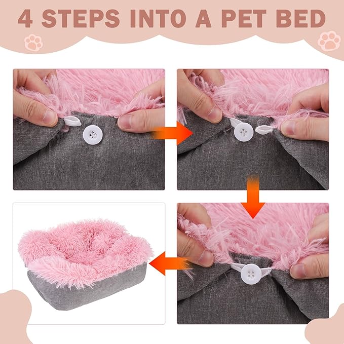 SCENEREAL Self Warming Cat Bed, Heated Cat Bed Mat for Cats Small Dogs, 2 in 1 Soft Plush, Washable Pet Pad for Indoor Outdoor Kitten Puppy, Brown 28" x 24"