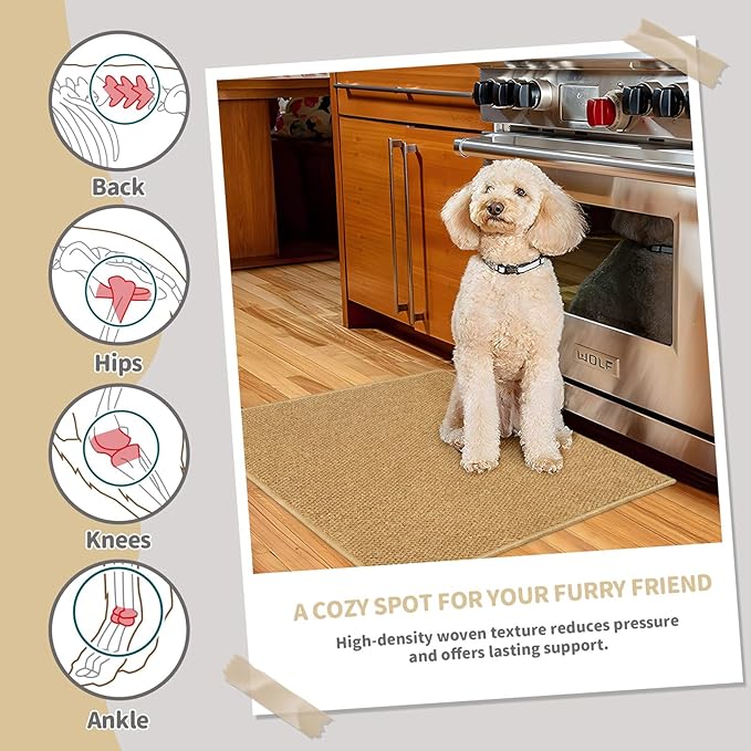 Brakki Bullnose Carpet Stair Treads, Non Slip Landing Mat for Wooden Steps Indoor, Soft Stair Rugs for Pets, Indoor Doormat for Kitchen Bathroom, Washable, 30"x30" 1pc, Beige