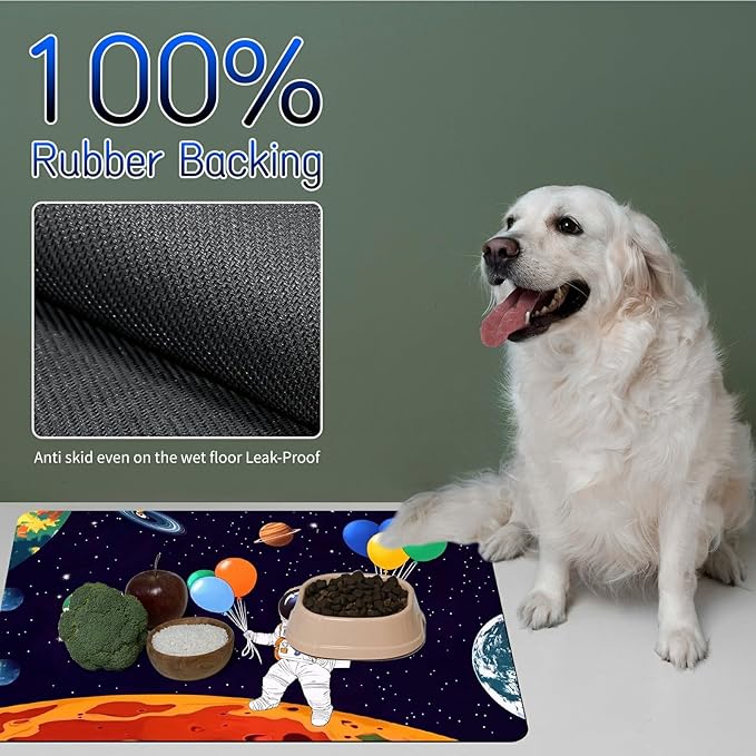 Dog Food Mat, 19.6" x 23.6" Absorbent Pet Feeding Mat for Food and Water, Waterproof Diatom Mud Pet Placemat with Non-Slip Rubber Backing, Easy Clean Cat Bowl Mat for Floors - Balloon Man