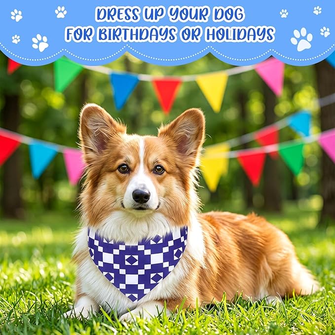 Youyole 120 Pcs Boy Dog Bandanas Bulks Summer Hawaiian Pet Scarf Blue Paw Print Dog Bandanas Cat Triangle Scarves Pet Bibs Cute Dogs Scarf for Puppy Cat Birthday Beach Party Costume