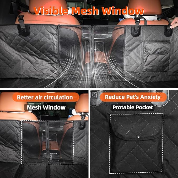 MIROZO Back Seat Extender for Dogs,Dog Car Seat Cover for Pets,600D Heavy Duty Seat Cover for Dogs, 100% Waterproof Dog Seat Covers for Cars, Durable Car Seat Protector for Pet Sedan SUV Trucks