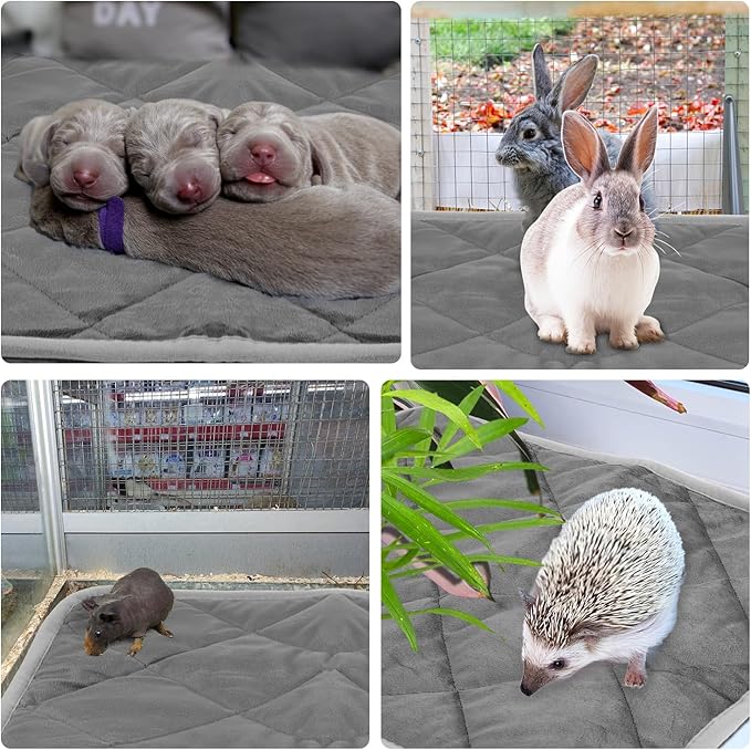 Lasuroa 2pcs Self Heating Cat Mat, 16x20 Inch Pet Pad, Heat Reflective Soft Layer Warming Cat Bed Mat, Non Skid Thermal Pads for Puppy, Rabbit in Winter (Gray)