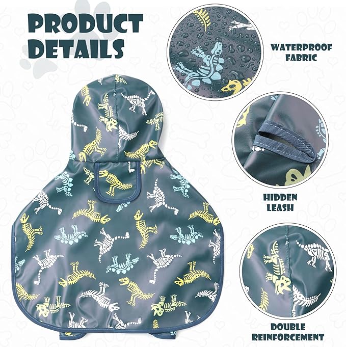Dog Raincoat for Medium Dogs, Dog Rain Jacket with Clear Hooded, Waterproof Dog Rain Coat with Adjustable Belly Strap, Dogs Safety Vest for Outdoor Adventures Walking(Green,M)