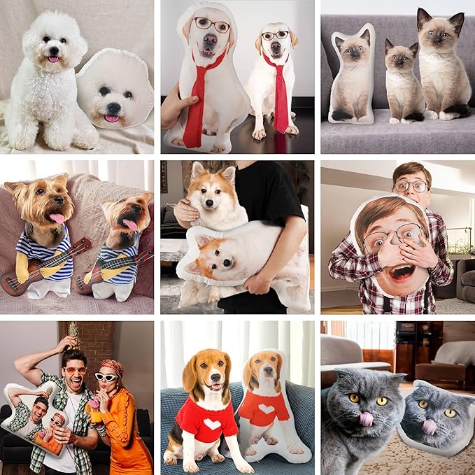 Easycosy Custom Photo Pillow, Personalized Pillow Shaped Like Your Face, Fathers Day Birthday Gifts, Customized Stuffed Animal Pet Dog Cat Picture Pillows, Funny Gag Gifts for Men Women(12 Inch)