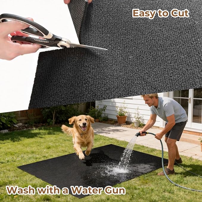 Dog Crate Mat, 32 in x 50 in Dog Playpen Mat Rubber Kennel Mat Extra Large Liner for Under Dog Crate Cages, Absorbent Urine, Puppy Pee Pad Reusable Washable Floor Protector Waterproof Non-Slip Black