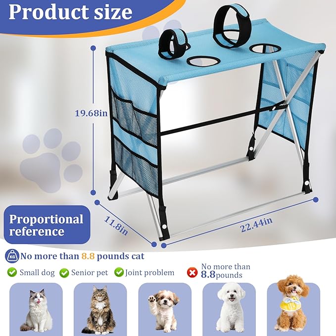 Foldable Pet Grooming Hammock for Small Dogs & Cats - Sturdy Aluminium Alloy Support Suitable, Dog & Cat Grooming Table - Gentle Joint Support for Nail Trimming, Bathing & Care, No Hook Needed -8.8 lb