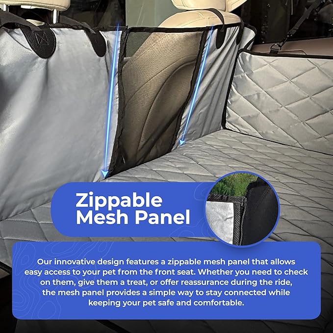 4Knines Back Seat Extender for Dogs, Hard Bottom Waterproof Backseat Protector with EZ Door Guard (Grey, XLarge)