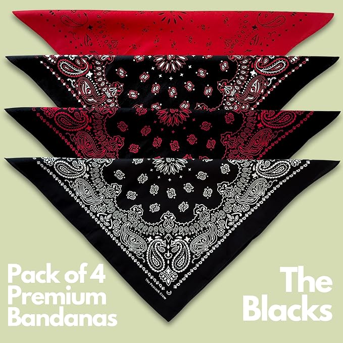 The Peacock Crew Premium Soft Cotton Bandanas Pack for Men and Women Paisley 22 x 22 inches