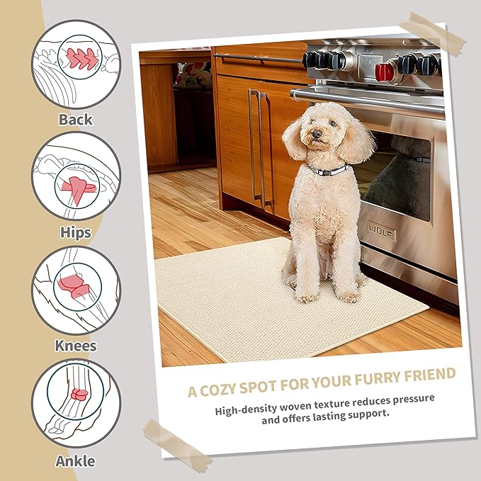 Brakki Bullnose Carpet Stair Treads, Non Slip Landing Mat for Wooden Steps Indoor, Soft Stair Rugs for Pets, Indoor Doormat for Kitchen Bathroom, Washable, 30"x30" 1pc, Cream White
