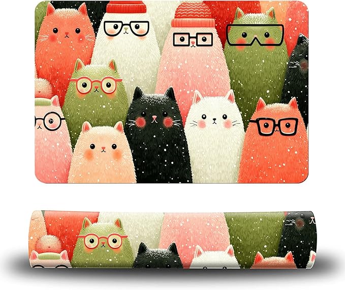 Dog Food Mat, 15.7" x 23.6" Absorbent Pet Feeding Mat for Food and Water, Waterproof Diatom Mud Pet Placemat with Non-Slip Rubber Backing, Easy Clean Cat Bowl Mat for Floors - Glasses Kitten