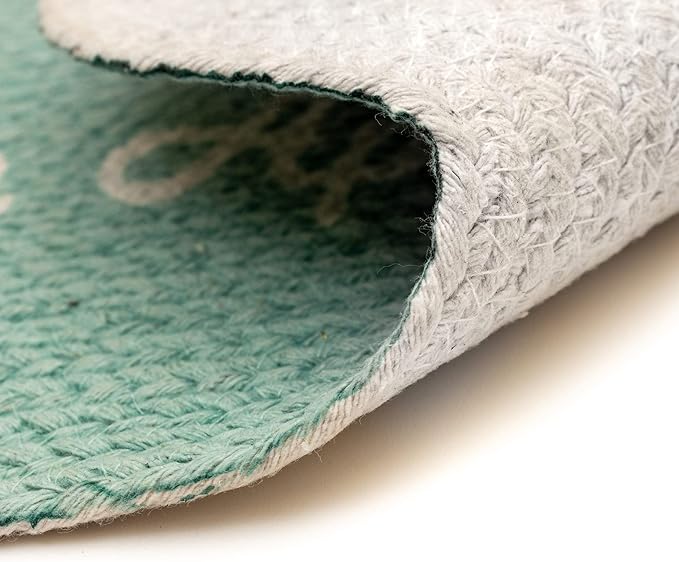 Decorative Dog Feeding Mat/Rug for Bowl Natural Cotton Easy Clean Bon Appetit Bone Shaped 15" x 23" Sterling Blue