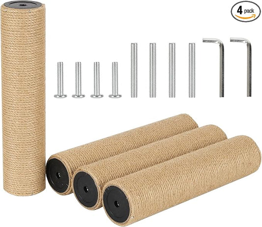 4Pcs 6.8cm 2.7in Diameter Cat Tree Scratching Post Replacement Jute (30cm/11.81in, M8)