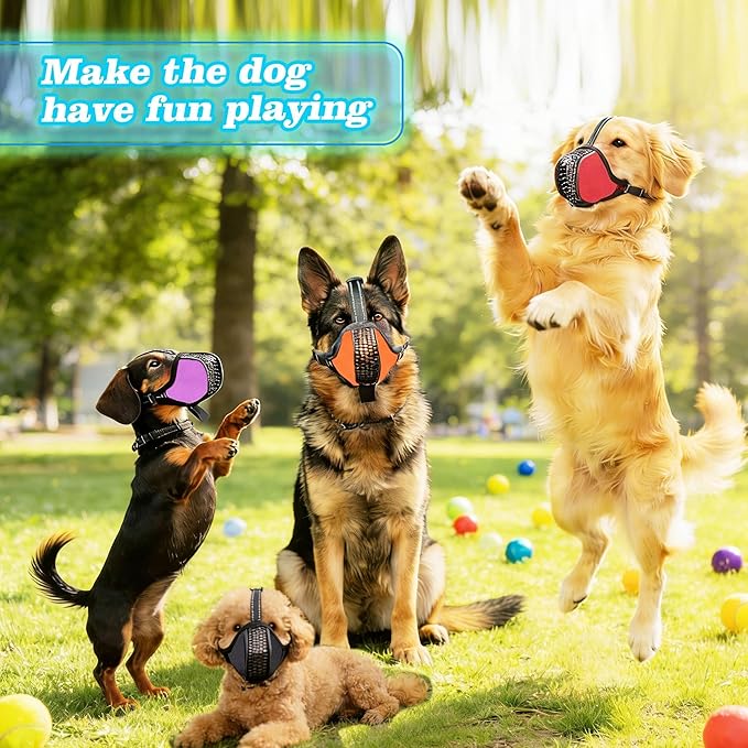 Dog Basket Muzzle Set, 6 Sizes XS-XXL for Small Medium Large Dogs, Breathable Mesh and Soft Nylon, Adjustable Overhead Strap, Helps Reduce Biting Scavenging and Chewing for Walking Grooming Training