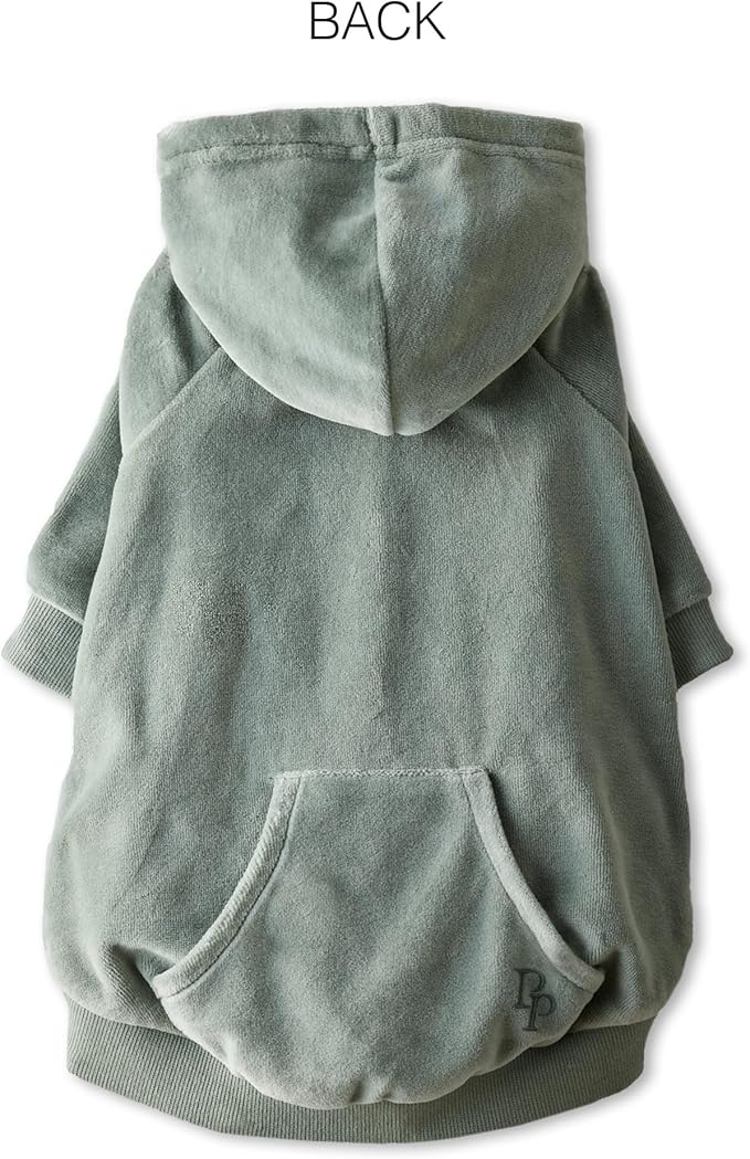 Pet Passion Cooper II Organic Cotton Velour Dog Hoodie Pet Coat for Small, Medium and Large Dogs, Sage, Medium (20-45 lbs)
