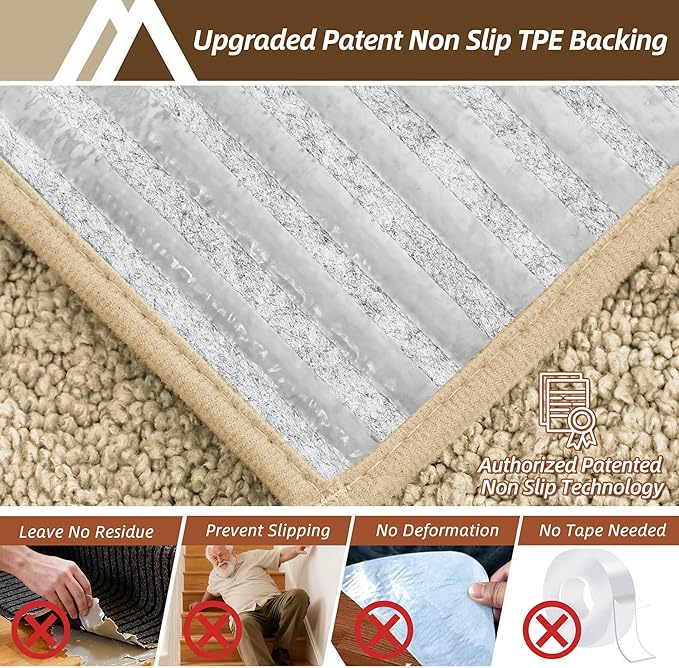 COSY HOMEER Stair Treads for Wooden Steps 9"x28",Washable Non Slip Peel and Stick Carpet Stair Treads with Reusable Residue Free Backing Soft Pet Friendly Stair Runner for Kids Elders,Warm Beige,10pcs