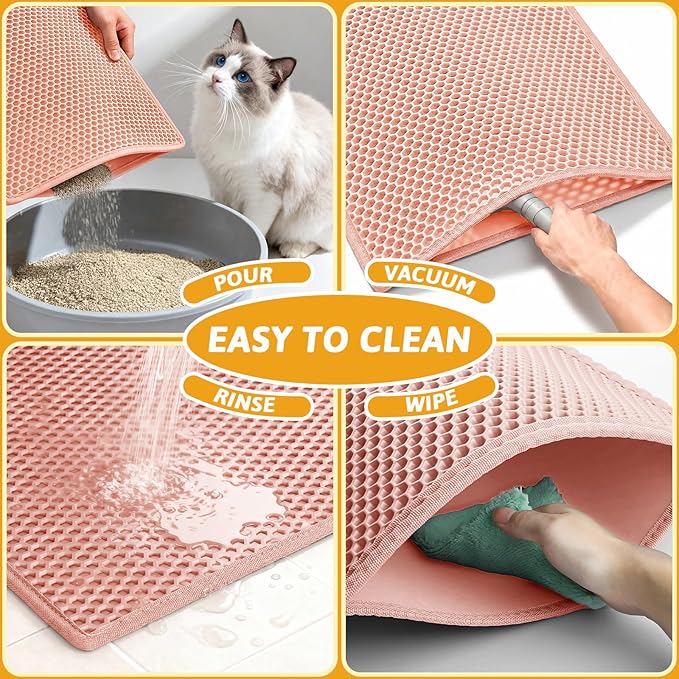Pieviev Cat Litter Mat Double Layer Waterproof Urine Proof Trapping Mat 1 Pack (Red, 24x15 Inch (Pack of 1))