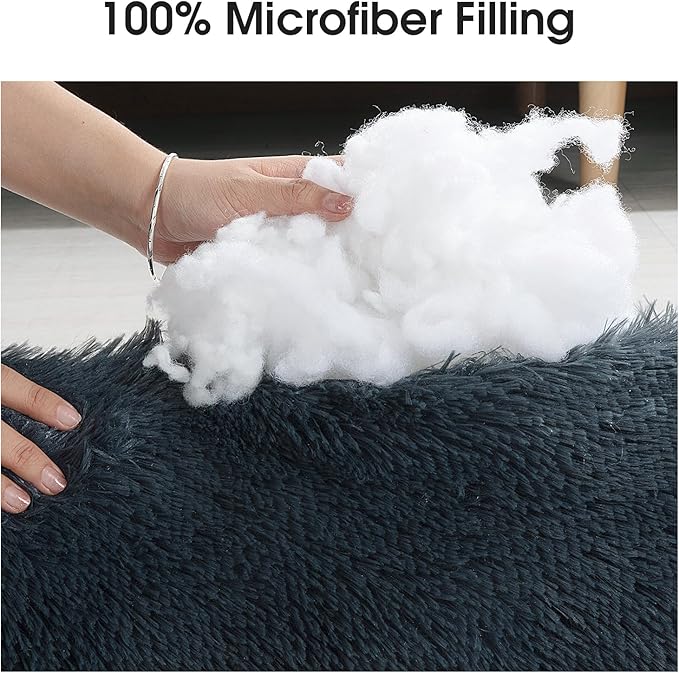HOMBYS 25" Dog Pillow for Large & Medium Dogs, Soft Faux Fur Calming Pet Pillow for Anxiety Relief, Machine Washable, Plush Pet Toy (Dark Grey, 25"x8"x4")