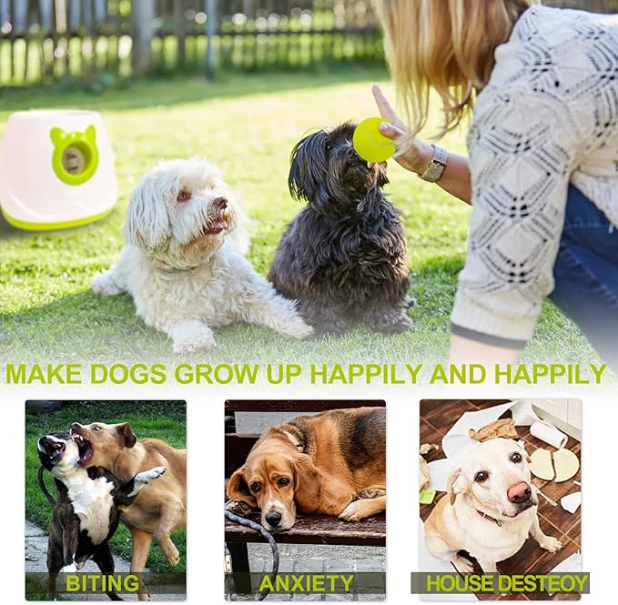 BESTHLS Automatic Dog Ball Launcher Interactive Tennis Ball Thrower Machine for Small Medium Dogs Fetching Distance 10-30ft (White)
