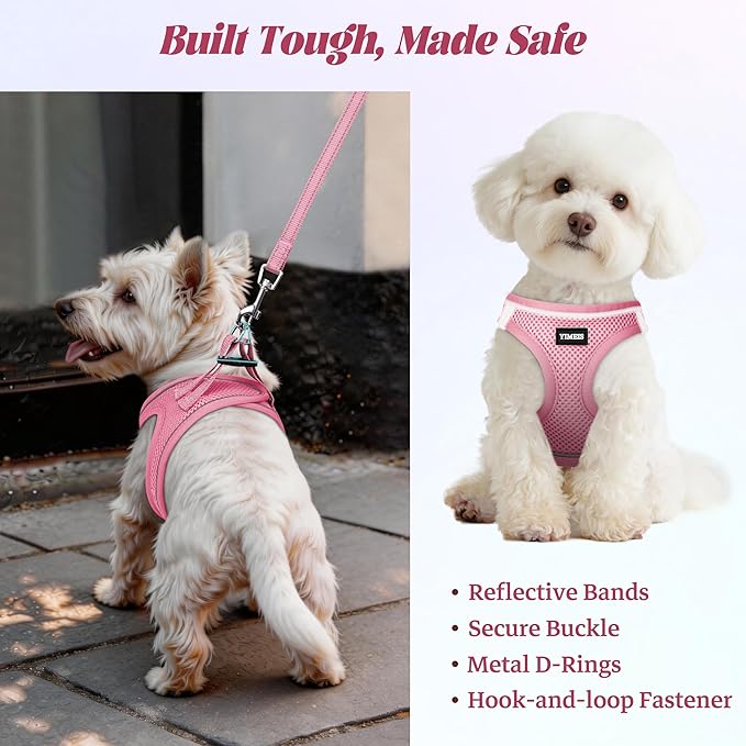 YIMEIS Dog Harness and Leash Set, No Pull Soft Mesh Pet Harness, Reflective Adjustable Puppy Vest for Small Medium Large Dogs, Cats (Pink, X-Small (Pack of 1)