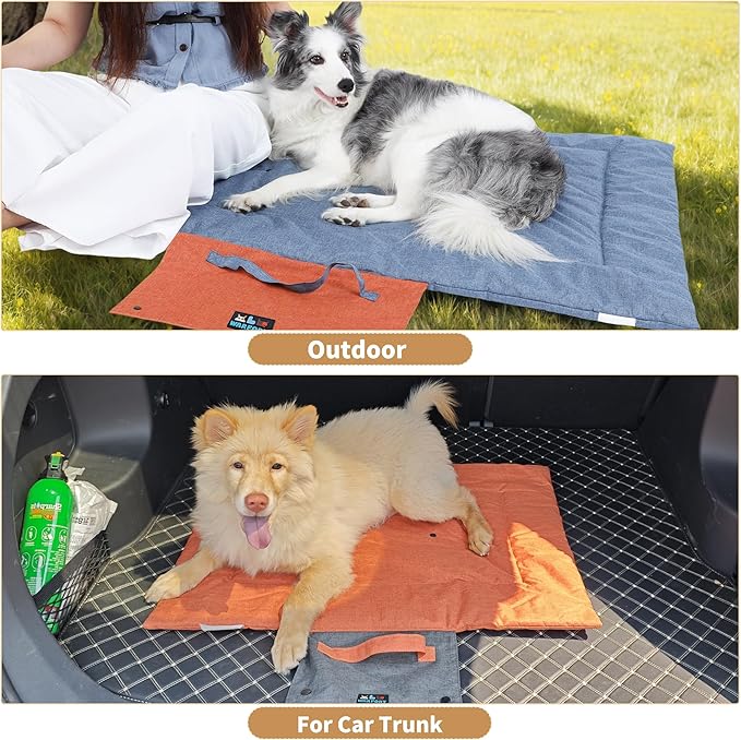 Outdoor Foldable Dog Mat Durable Teflon-Coated Oxford Material Waterproof Thin Dog pad Travel-Friendly Machine Washable Design for Camping/Car (Dark Grey, Medium (39.4 * 28.3 * 1.57 in))