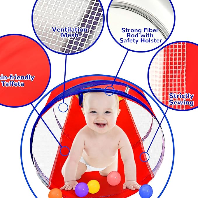 Kids Play Tunnel for Toddlers 1-3, 6 Foot Baby with 2 Mesh Sides Pop Up Crawling Toys 1 3 4 Year Old Girl Boy Birthday Gift, Indoor Outdoor Toddler Children or Dog