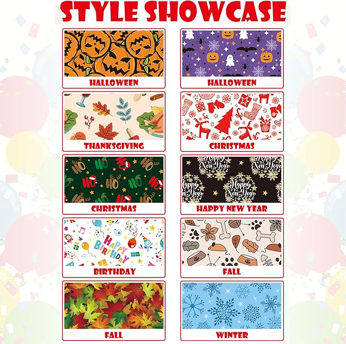 PET SHOW 10 Pack Holiday Big Dog Bow Ties for Large Medium Dogs Alpaca Sliding Collar Attachments Festival Bowties Fall Winter Bowknots Birthday Party Pet Grooming Accessories(Large)