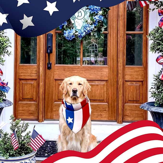 Huhumy 150 Pcs 250th Anniversary Dog Bandanas 4th of July Patriotic Pet Bandanas Bulk Independence Day Triangle Pet Bibs Scarf for Medium Large Dog 4th of July 250th Festival Decor