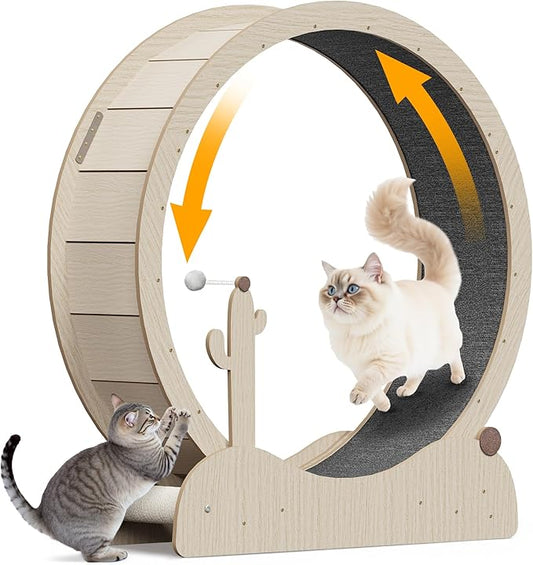 ZENY Cat Exercise Wheel, 43inch Cat Treadmill for Indoor Cats, Cats Running Wheel with Updated Enhanced Base and Carpeted Runway for Cat's Fitness