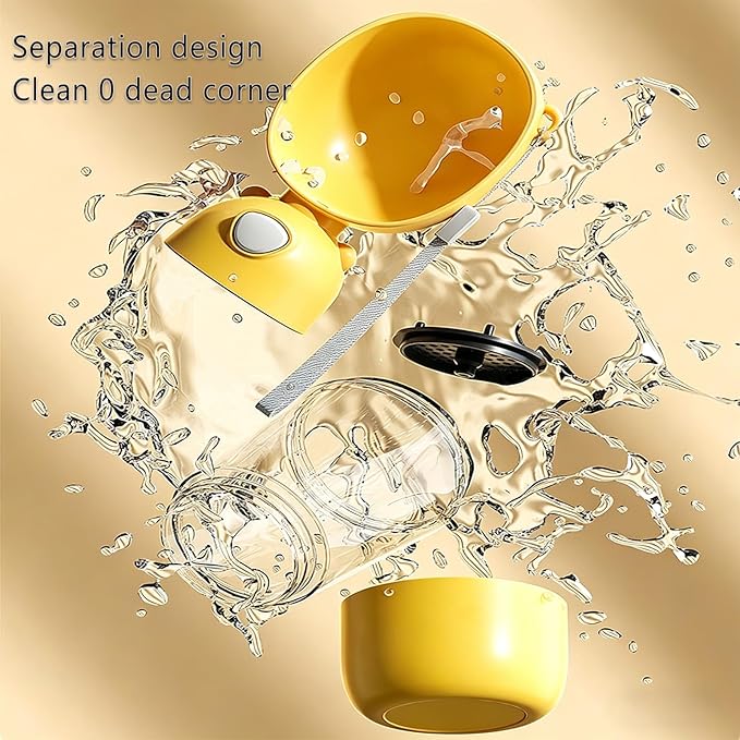 2-in-1 Dog Water Bottle, 400ML Water + 200ML Food Leak-Proof Pet Travel Water Dispenser with Detachable Bowl, BPA-Free Portable Dog Water Bottle for Walking, Hiking, Travel (Yellow)
