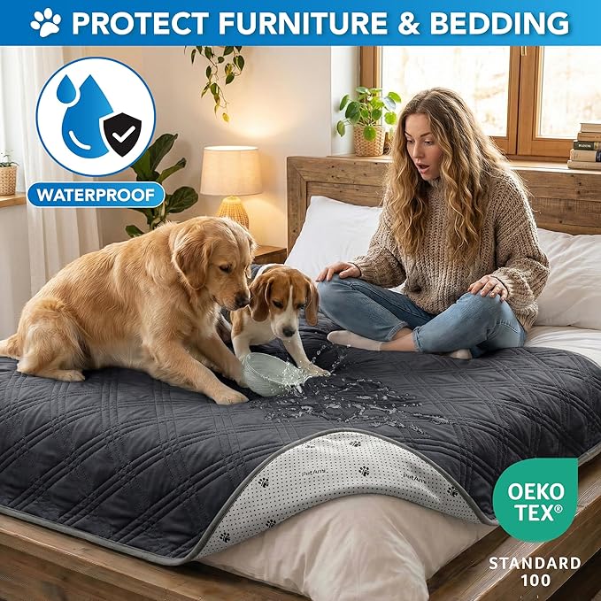 PetAmi Dog Cooling Mat, Waterproof Self Cooling Dog Pad with Non-Slip Backing, Q-Max >4.0 Pet Cooling Mat for Crate, Couch, Kennel & Car, Indoor Outdoor Summer Use, Grey, 40x60