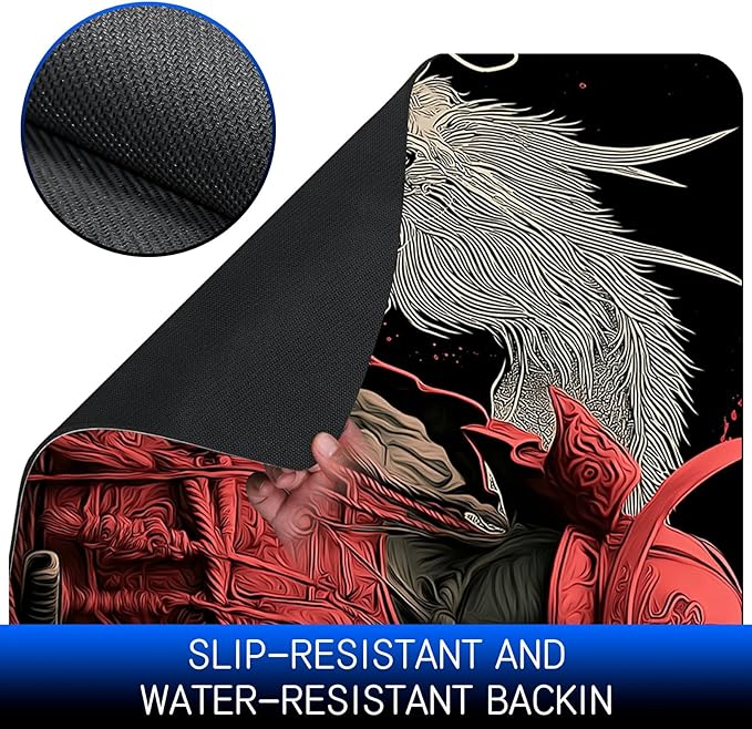 Dog Food Mat, 19.6" x 23.6" Absorbent Pet Feeding Mat for Food and Water, Waterproof Diatom Mud Pet Placemat with Non-Slip Rubber Backing, Cat Bowl Mat for Floors - Red-Clothed Man Dragon