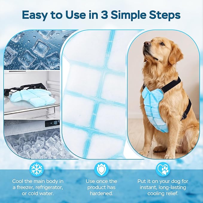 Cooling Vest, 30% Lighter Than Water Vests, Dry-Chill Lightweight Physical Gear (Prevents Over-Chilling), Adjustable Stretch Cords, dog cooling vest for Indoor Outdoor, Hot Weather, summer use(L)