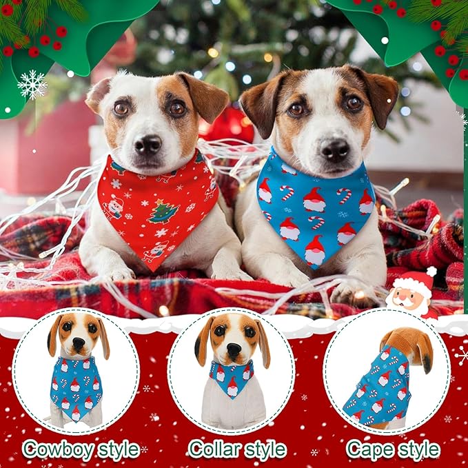 Sanwuta 72 Pcs Christmas Dog Bandana Bulk Washable Puppy Triangle Scarfs Xmas Cat Bandanas Adjustable Soft Christmas Pet Triangle Bibs Accessories for Small Medium Dogs Cats Pets Costume
