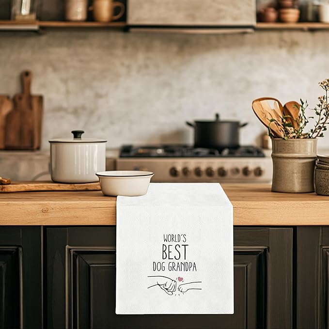 Dog Grandpa Gifts Towels - Dog Kitchen Decor, World's Best Grandpa Decorative Hand Towels Dish Towels for Bathroom Kitchen 16x24 Inch