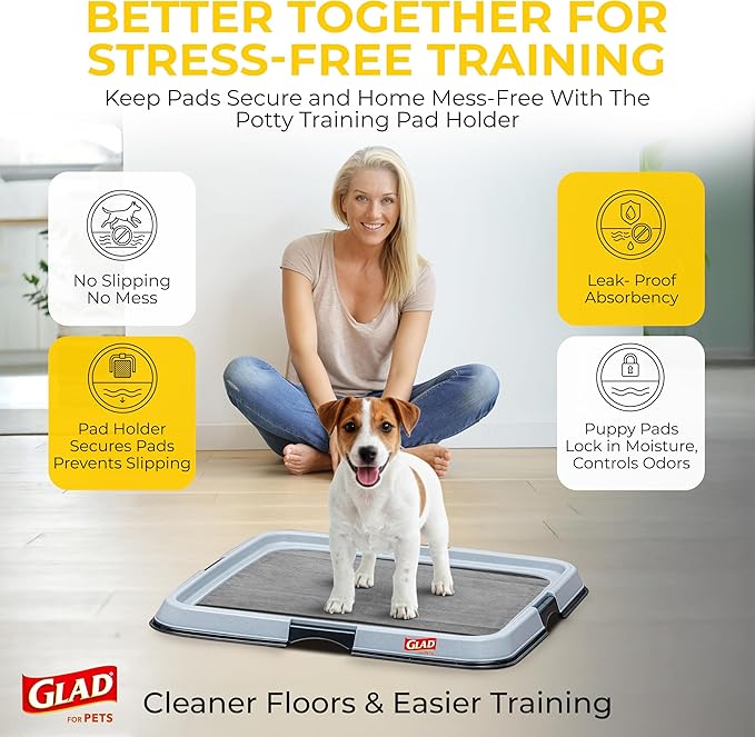 Glad for Pets Black Charcoal Puppy Pads 23x23 Inch 6-Layer Leak-Resistant Activated Carbon Odor Control Pheromone Attractant 14 Count