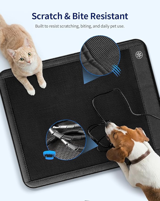 Electric Dog Cooling Mat, 30"x24" Pet Cooling Mat Indoor with Fan for Dogs and Cats, 3 Cooling Levels, Non-Slip Chill Pad for Dogs & Cats from 22–55 lbs, No Water or Refrigeration Needed