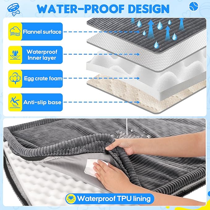 Loiion Thickened 4 in Orthopedic Dog Car Bed, Non-Slip Backseat Pet Mat, Removable Washable for SUVs/Sedans/Trucks, Plush Comfort for Large/Senior Dogs, Easy Clean (Dark Gray, (50" L×24.6" W×4" H))