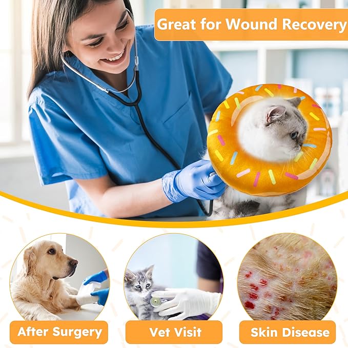Hpetppy Cat Cone Collar Soft, Cat Recovery Collar for Wound Healing Cute Donut Adjustable Kitten Cones to Stop Licking Comfortable Lightweight Neck Elizabethan Collars for Kittens After Surgery